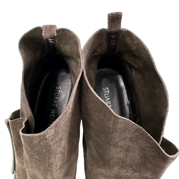 Stuart Weitzman Slouchy Dark Brown Suede Booties Size 8.5M - Picture 8 of 16